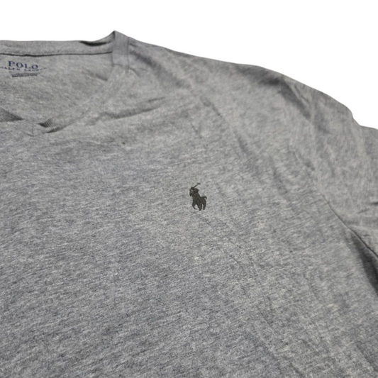 Playera Ralph Lauren Grande L Gris Pony Verde