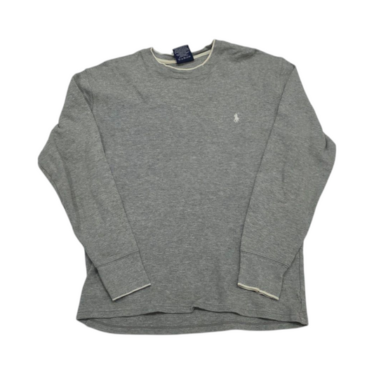 Playera Manga Larga Ralph Lauren Chico S Gris Pony Blanco
