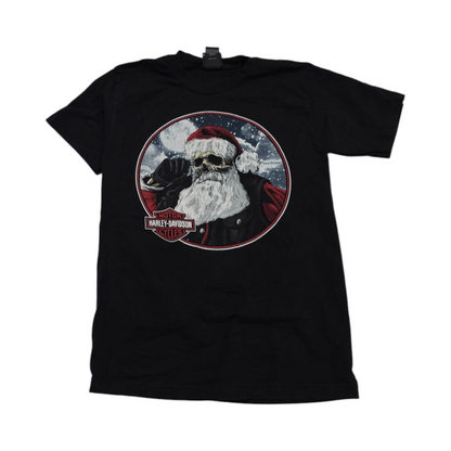 Playera Santa Calavera Harley Davidson Chico S Negro
