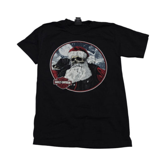 Playera Santa Calavera Harley Davidson Chico S Negro
