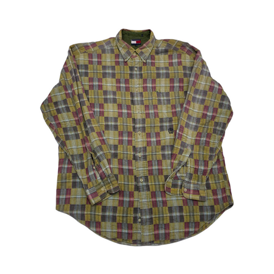 Camisa Tommy Hilfiger Grande L Cuadro Amarillo Retro