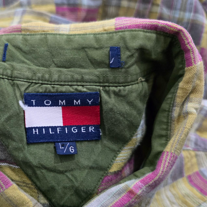 Camisa Tommy Hilfiger Grande L Cuadro Amarillo Retro