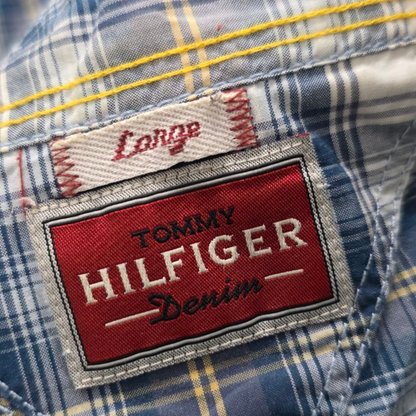 Camisa Tommy Hilfiger Grande L Cuadro Azul Vintage