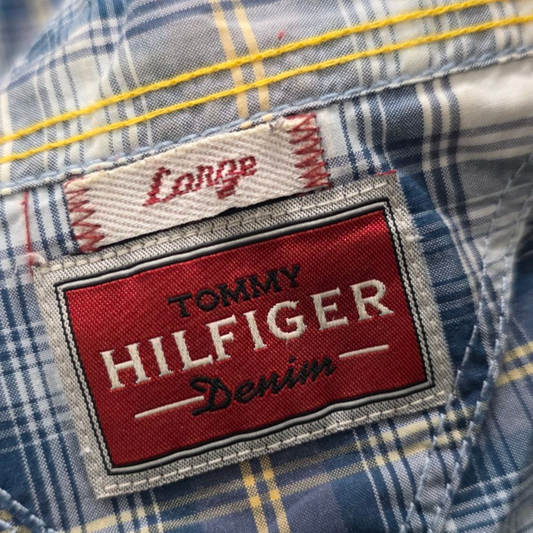 Camisa Tommy Hilfiger Grande L Cuadro Azul Vintage
