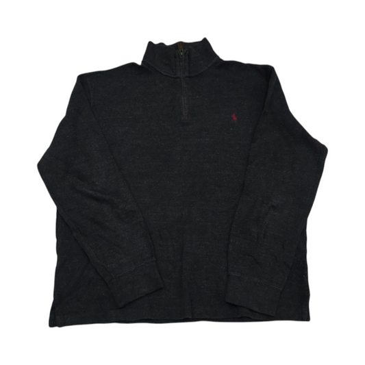 Sueter Ralph Lauren Grande L 1/3 Cierre Gris Algodon