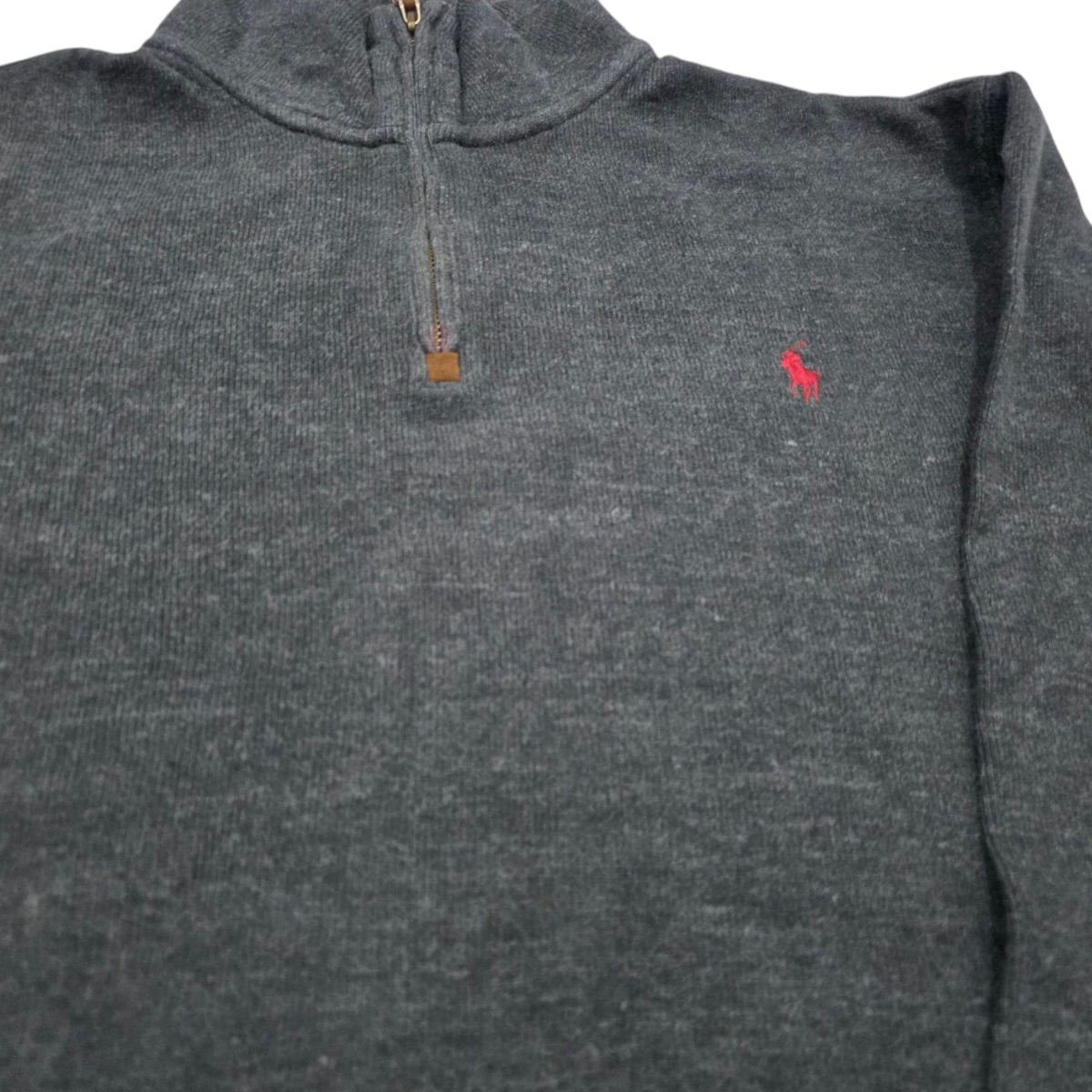 Sueter Ralph Lauren Grande L 1/3 Cierre Gris Algodon
