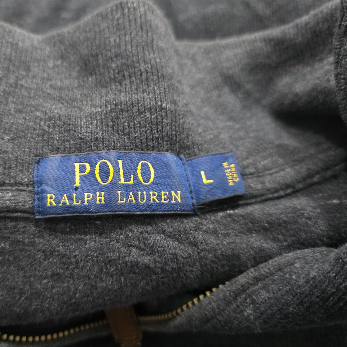 Sueter Ralph Lauren Grande L 1/3 Cierre Gris Algodon