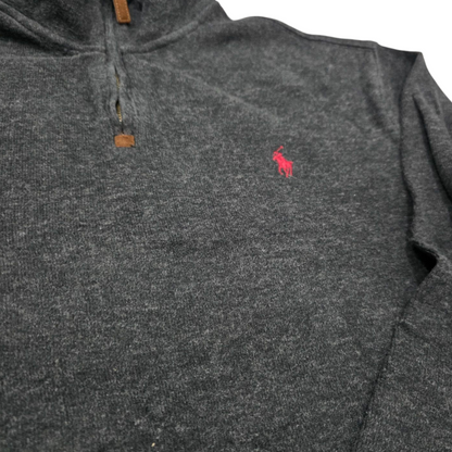 Sueter Ralph Lauren Grande L Gris Oscuro Pony Rojo