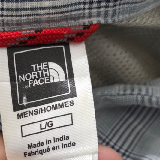 Camisa Manga Corta The North Face Grande L Cuadro Gris Azul