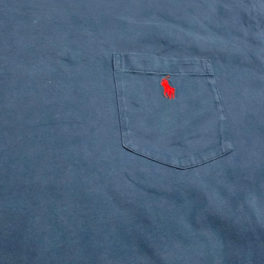 Playera Ralph Lauren Grande L Azul Deslavado Pony Rojo