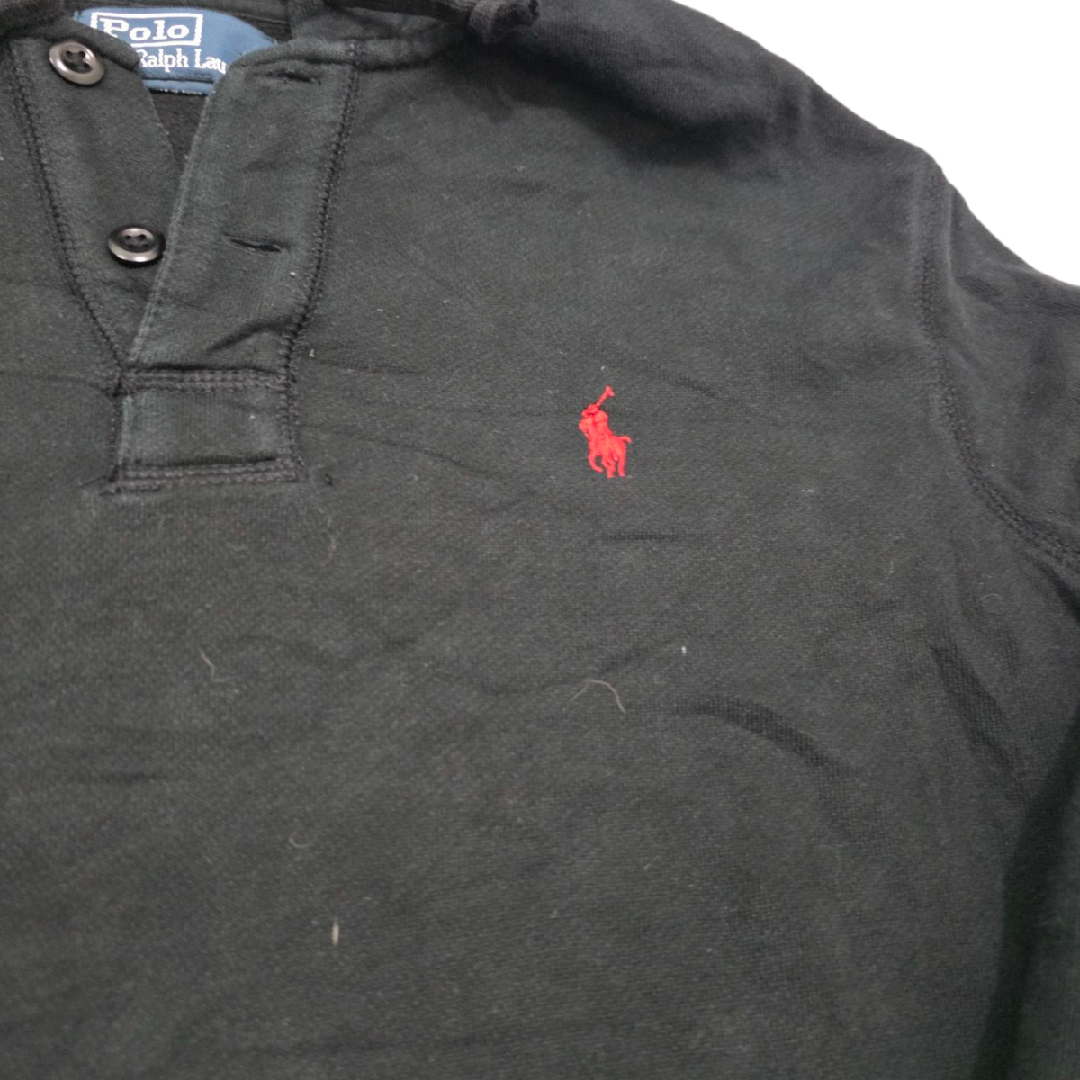 Sudadera Ralph Lauren Mediana M Negro Pony Rojo