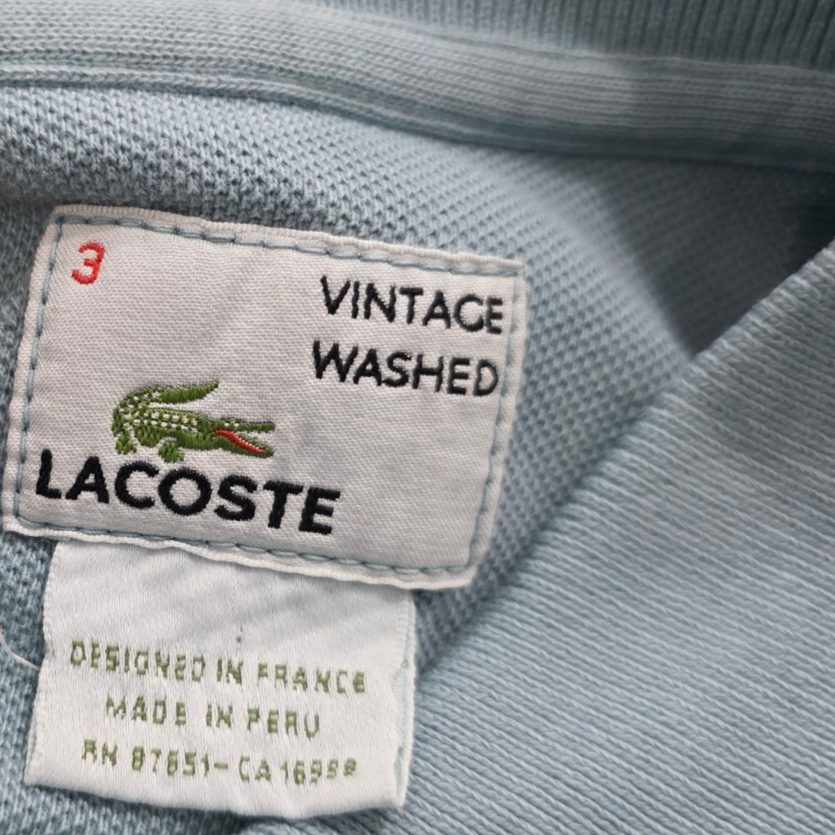 Playera Polo Lacoste Chico S 3 Vintage Washed Azul Deslavado