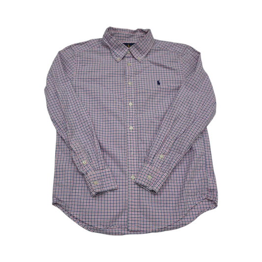 Camisa Ralph Lauren Adolescente L 14-16 Cuadro Rosa Y Blanco