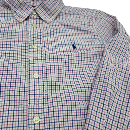Camisa Ralph Lauren Adolescente L 14-16 Cuadro Rosa Y Blanco