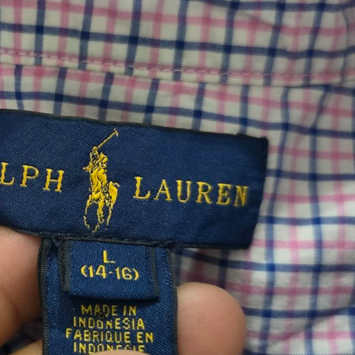 Camisa Ralph Lauren Adolescente L 14-16 Cuadro Rosa Y Blanco