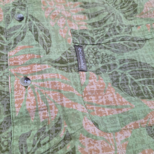 Camisa Manga Corta Columbia Xgrande Xl Verde Hojas