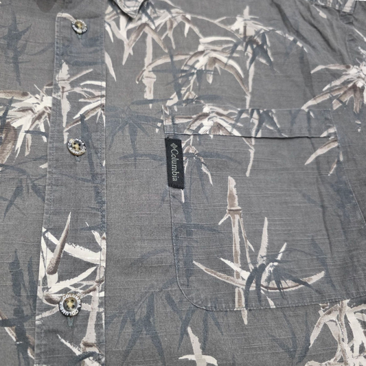 Camisa Manga Corta Columbia Xgrande Xl Gris Palmeras