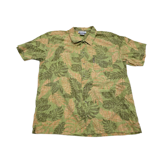 Camisa Manga Corta Columbia Xgrande Xl Verde Hojas