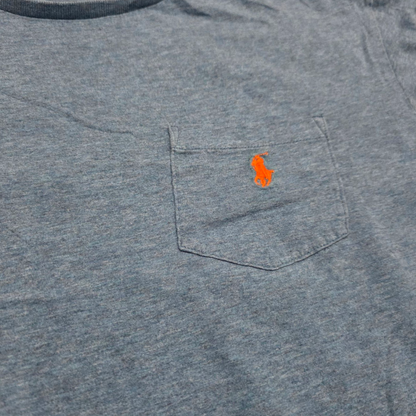 Playera Ralph Lauren Grande L Azul Pony Naranja