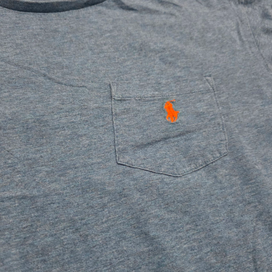 Playera Ralph Lauren Grande L Azul Pony Naranja