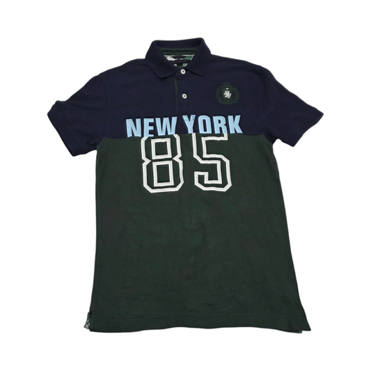Playera Polo Tommy Hilfiger Chico S Verde Con Azul
