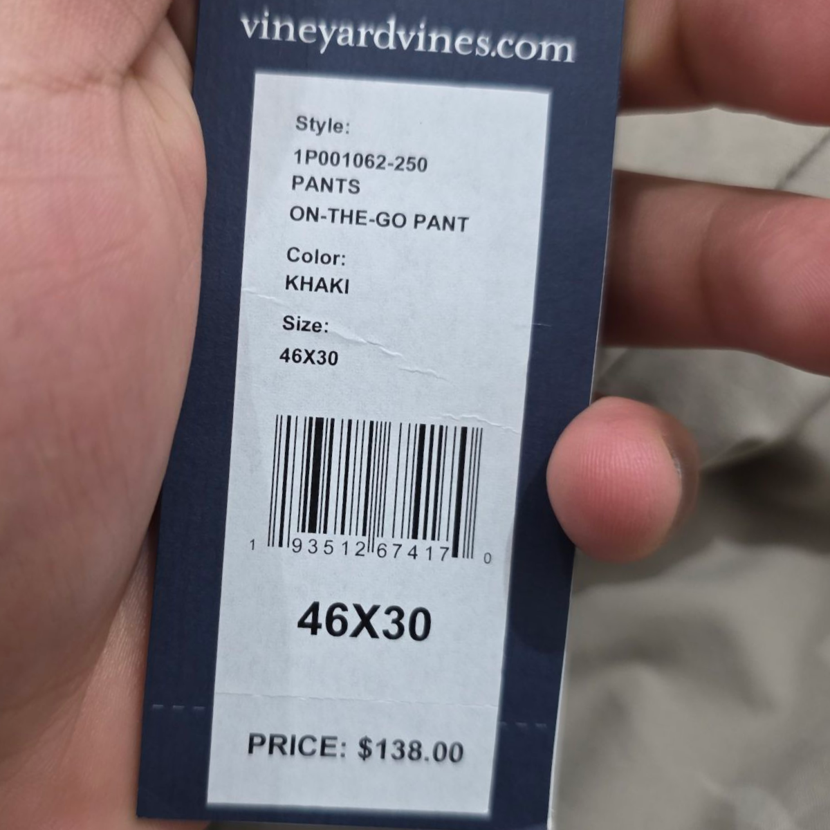 Pantalon Vineyard Vines 46x30 Cafe