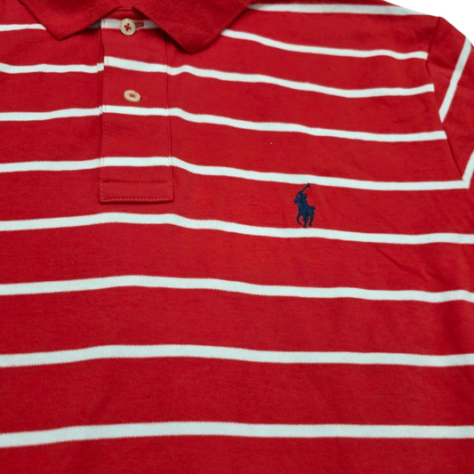 Playera Polo Ralph Lauren Mediana M Rojo Lineas Blancas