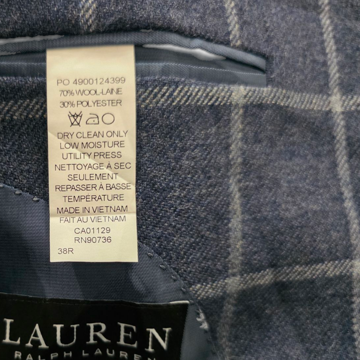Saco Ralph Lauren 38r Azul Cuadros
