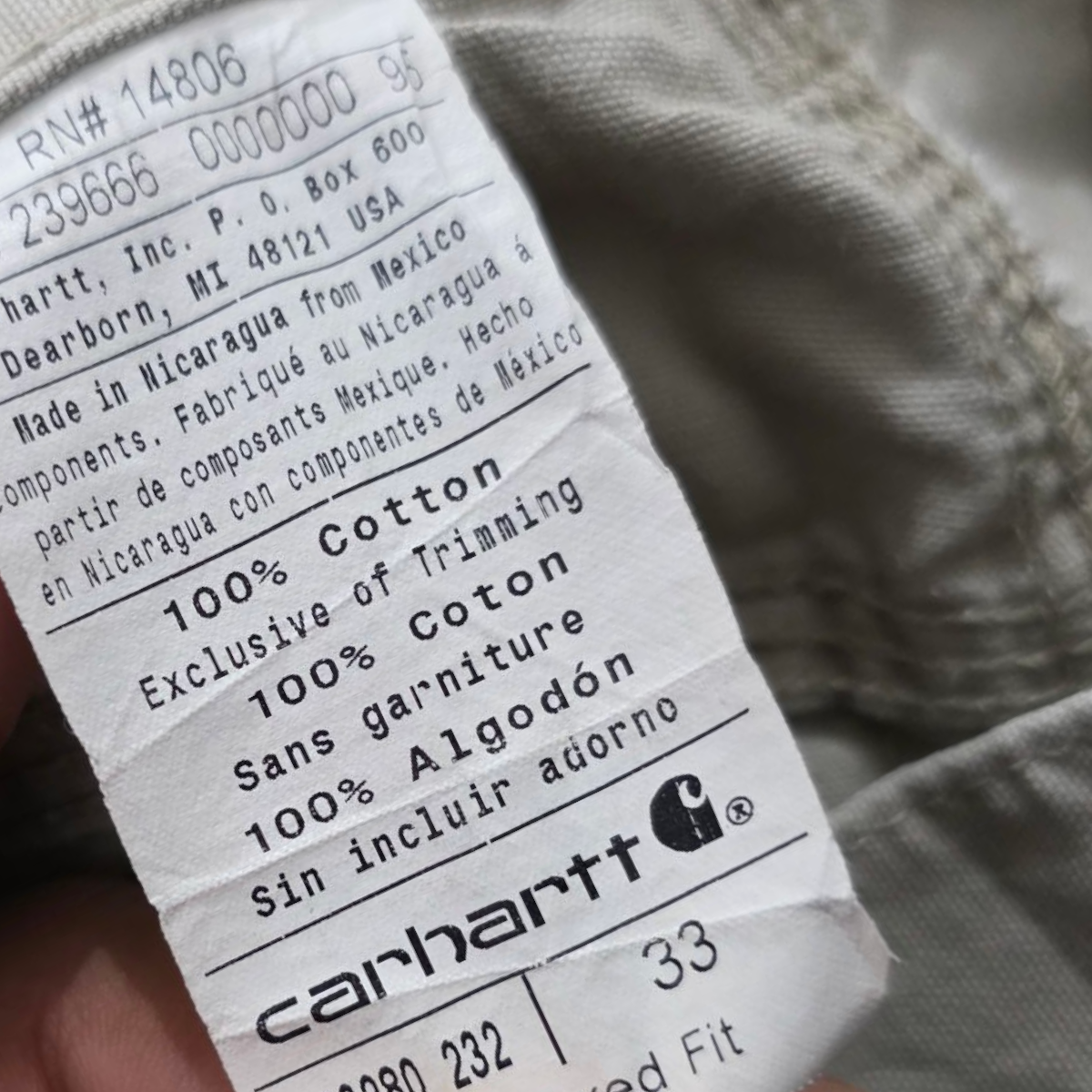 Bermuda Relaxed Fit Carhartt Talla 33 Caqui