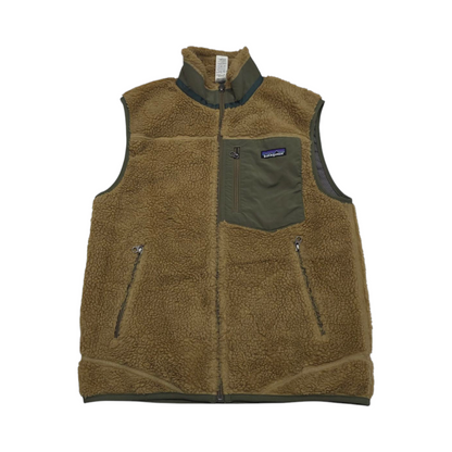 Chaleco Patagonia Chico S Cafe Y Verde Peluche