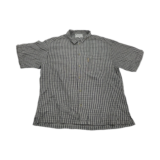 Camisa Manga Corta Columbia Xgrande Xl Cuadro Gris Y Blanco