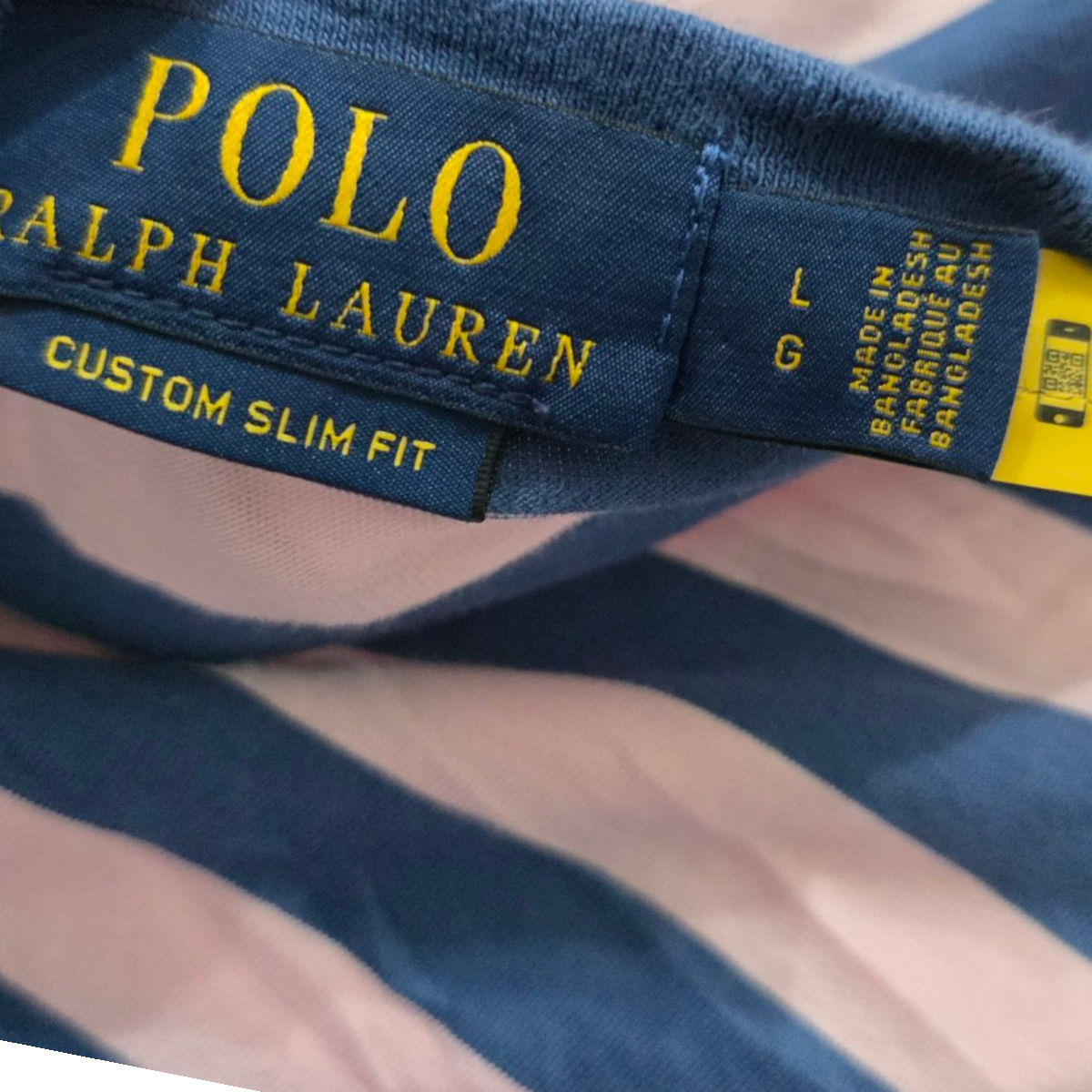 Playera Ralph Lauren Grande Rosa Y Azul Lineas Custom Slim