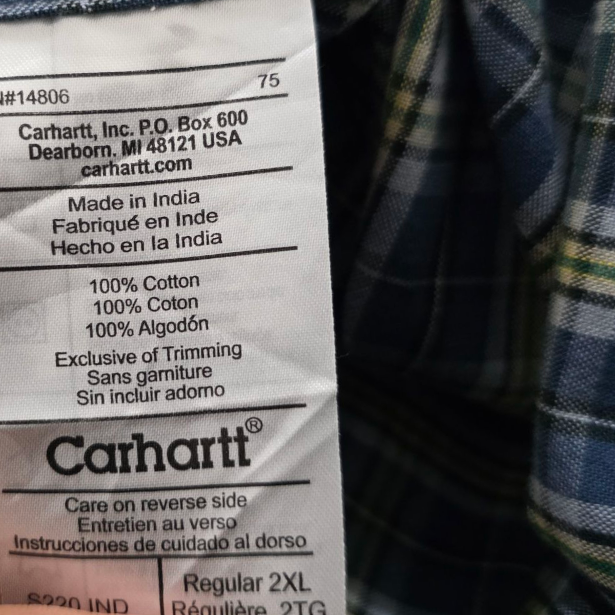 Camisa Carhartt 2xl Cuadro Azul Y Verde