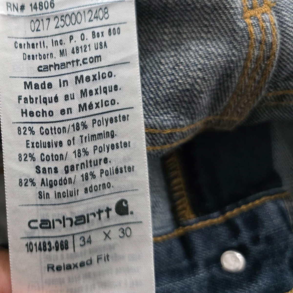 Pantalon Carhartt 34x30 Relaxed Fit Azul