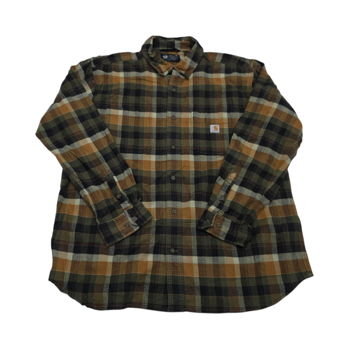 Camisa Relaxed Fit Carhartt Xgrande Xl Cuadro Cafe Verde