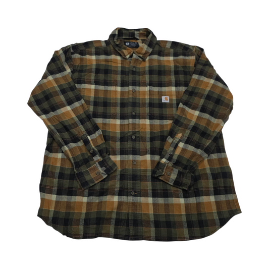 Camisa Relaxed Fit Carhartt Xgrande Xl Cuadro Cafe Verde