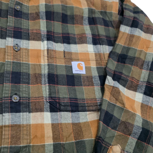 Camisa Relaxed Fit Carhartt Xgrande Xl Cuadro Cafe Verde