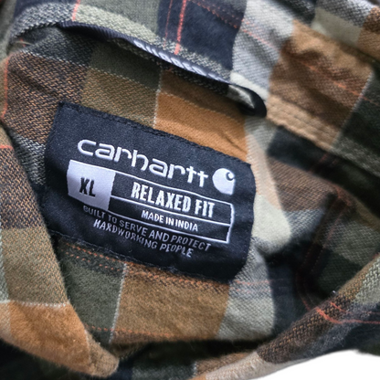 Camisa Relaxed Fit Carhartt Xgrande Xl Cuadro Cafe Verde