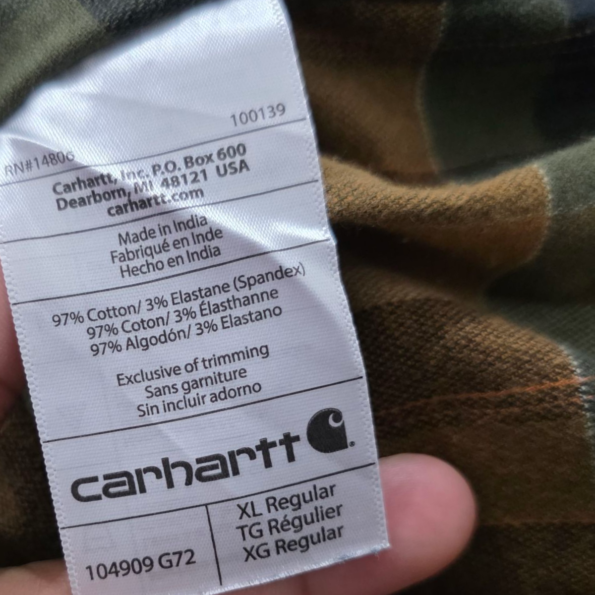 Camisa Relaxed Fit Carhartt Xgrande Xl Cuadro Cafe Verde