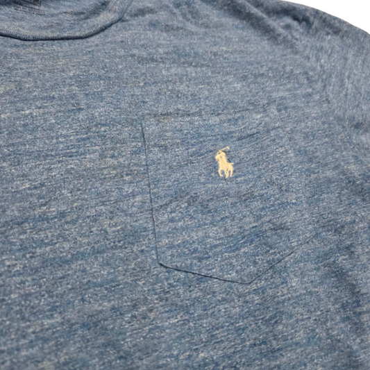 Playera Ralph Lauren Mediana M Azul Claro Pony Blanco