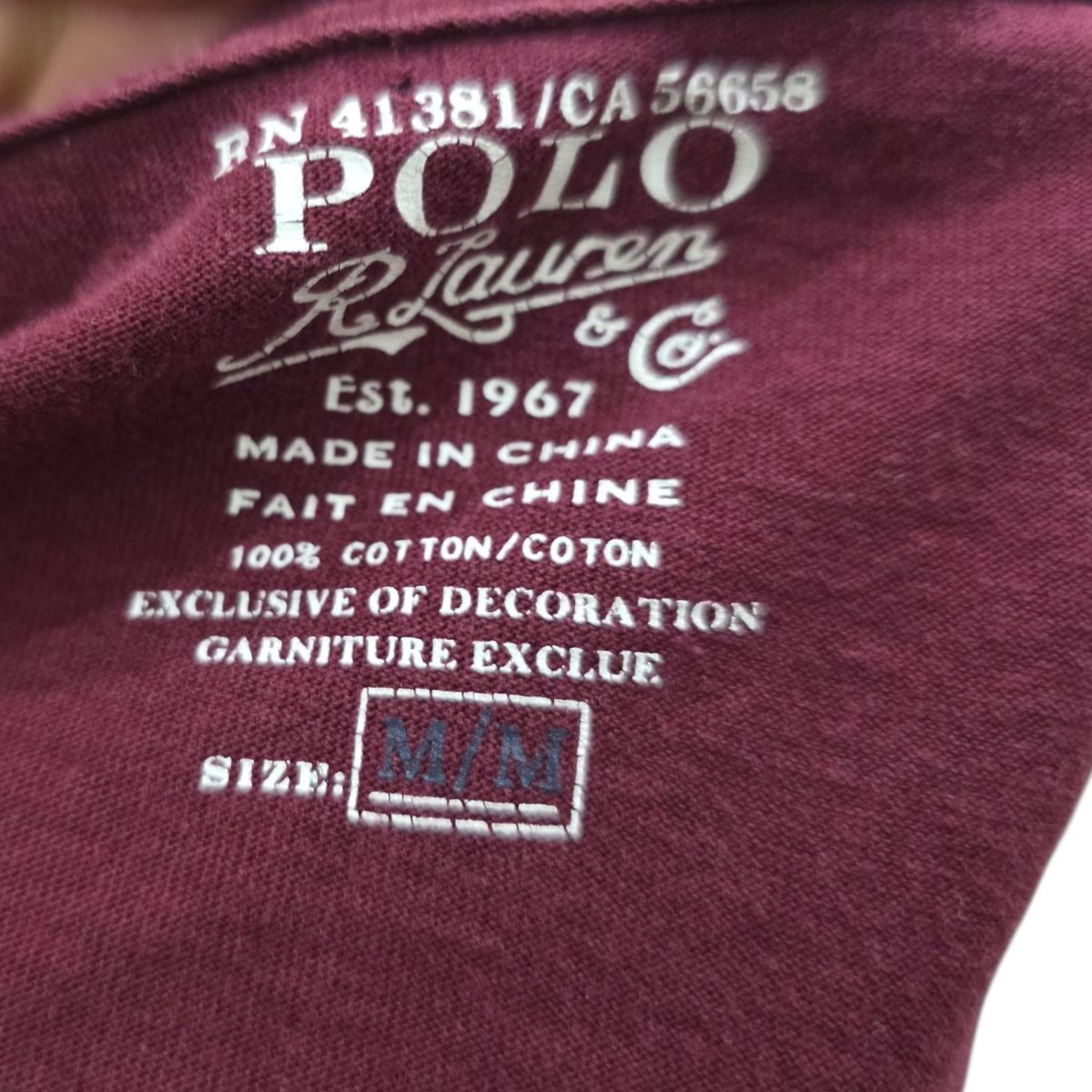Playera Manga Larga Ralph Lauren Mediana M Vino