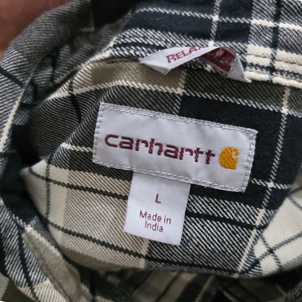 Camisa Carhartt Grande L Cuadros Negro Gris