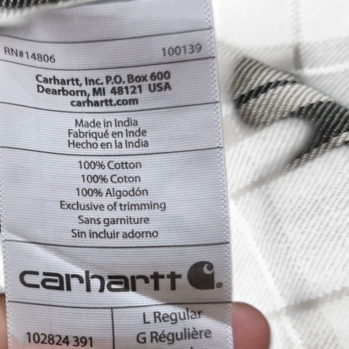 Camisa Carhartt Grande L Cuadros Negro Gris