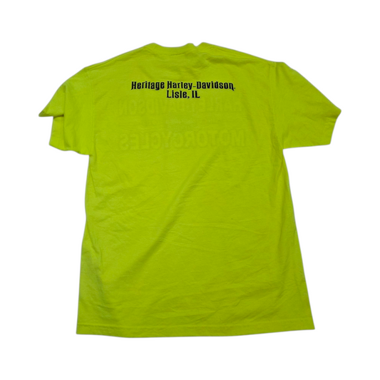 Playera Harley Davidson Grande L Verde Fosforescente