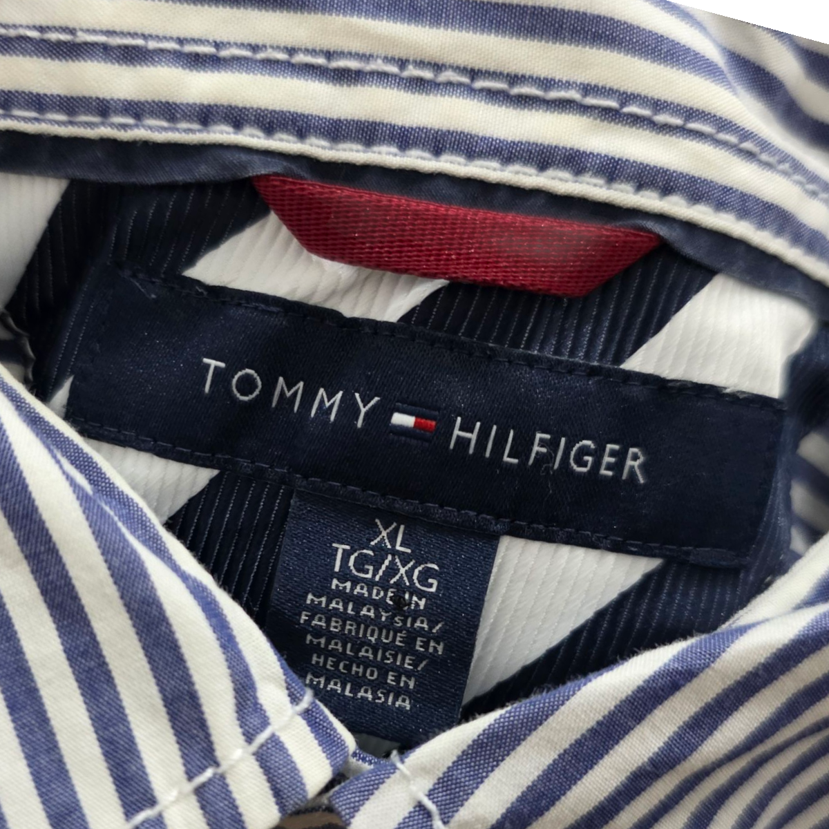 Camisa Tommy Hilfiger Xgrande Xl Lineas Azul