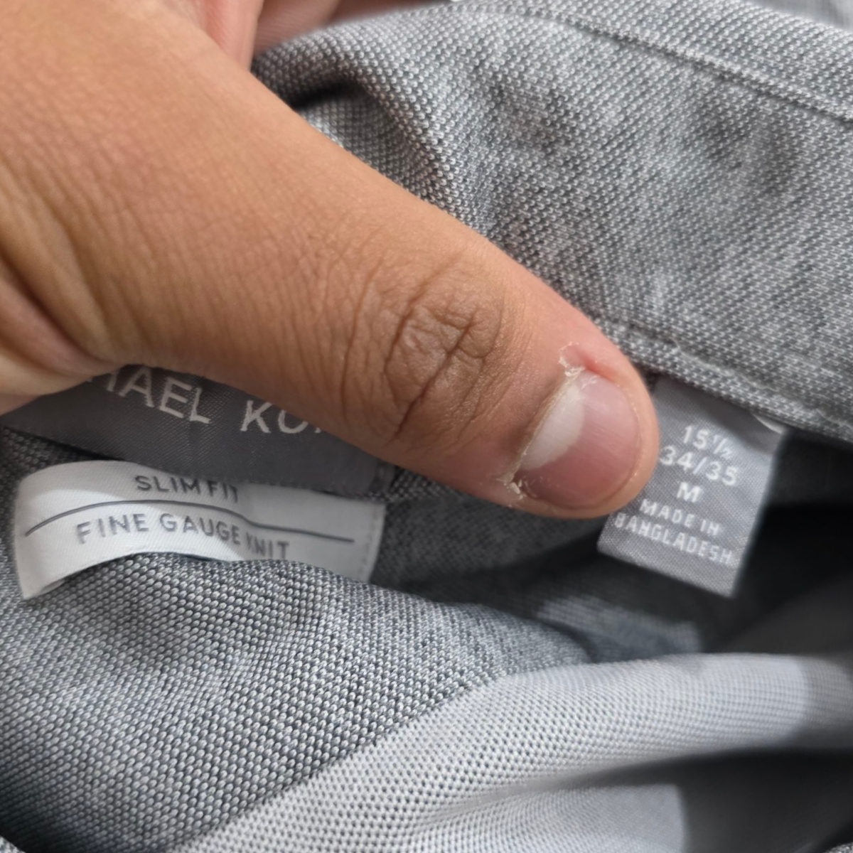 Camisa Michael Kors Mediana M 15 1/2 Slimfit Gris