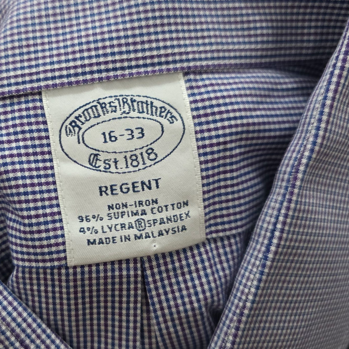 Camisa Brooks Brothers Grande L 16-33 Regent Morado Y Azul