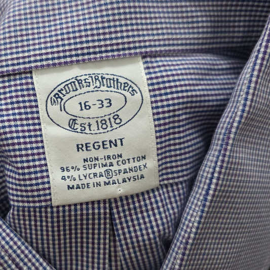 Camisa Brooks Brothers Grande L 16-33 Regent Morado Y Azul