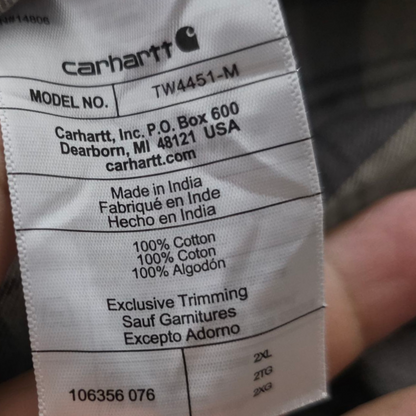 Camisa Carhartt 2xl Loose Fit Cuadro Gris Y Beige