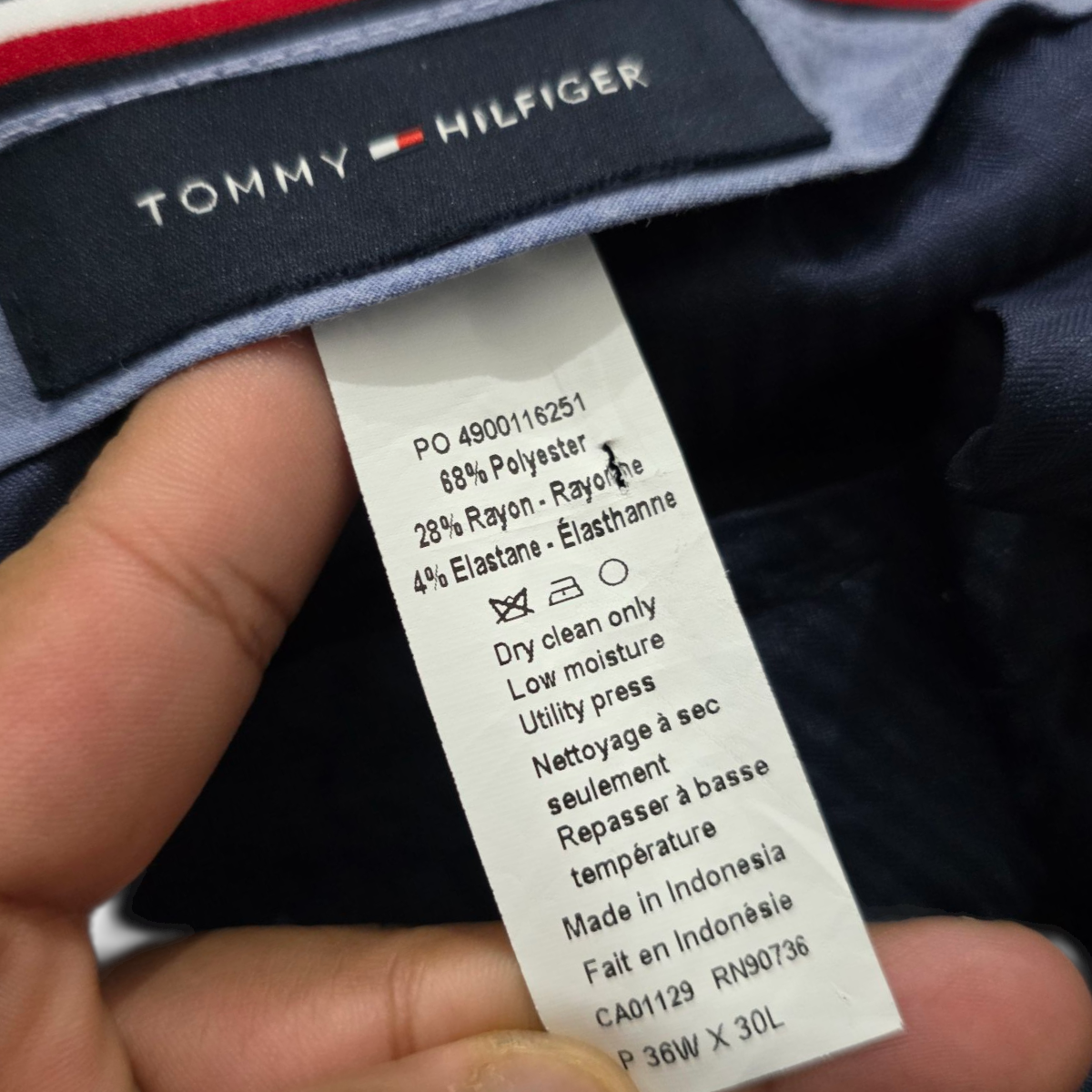 Pantalon Vestir Tommy Hilfiger 36x30 Recto Negro